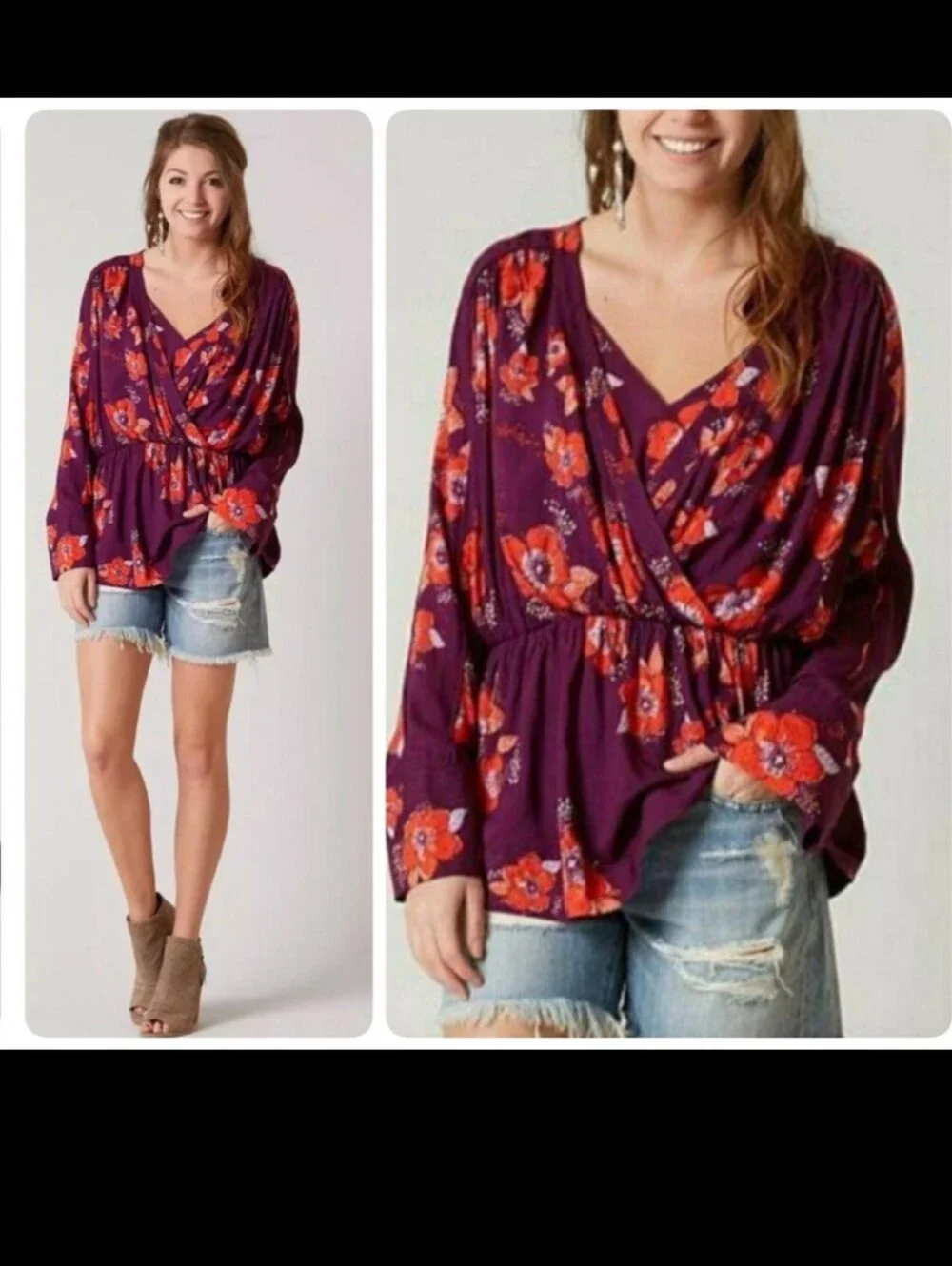 Free People-Tuscan Dreams Tunic In Plum. Size M